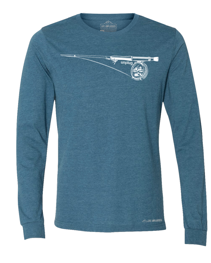 Fly Fishing Mountain Scene Long Sleeve T-Shirt