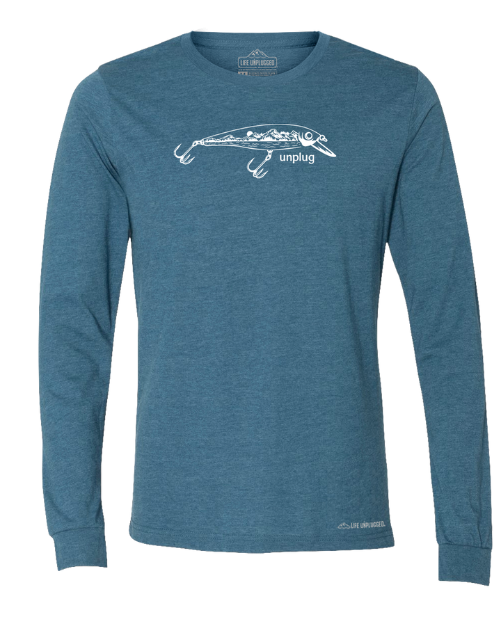 Fishing Lure Mountain Scene Long Sleeve T-Shirt