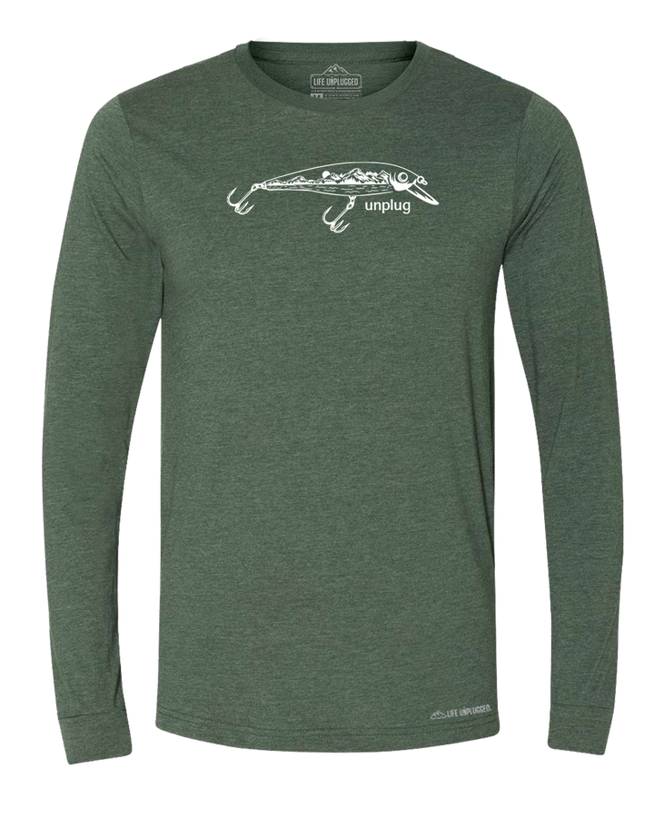 Fishing Lure Mountain Scene Long Sleeve T-Shirt