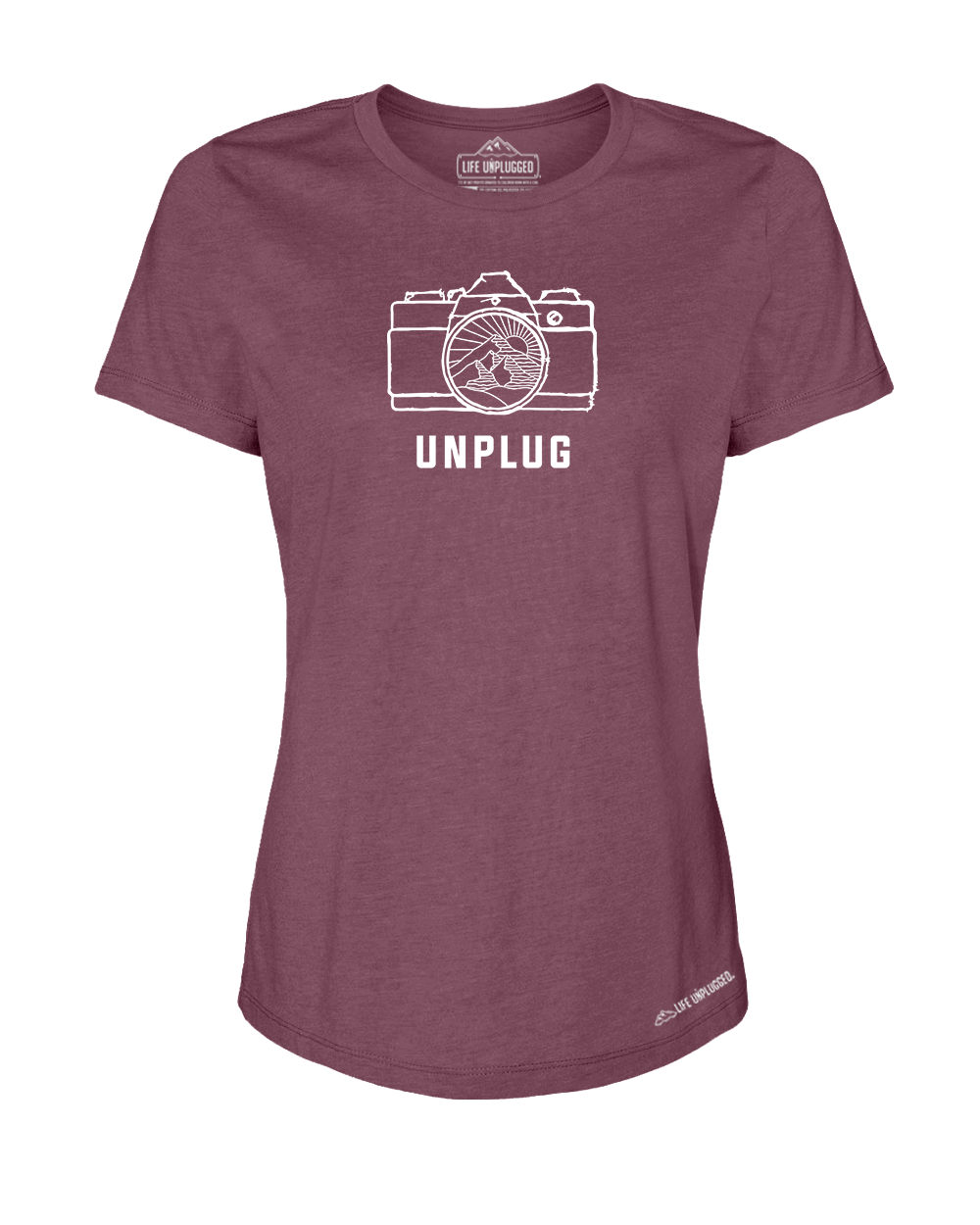 Camera Mountain Lens Premium Women's Relaxed Fit Polyblend T-Shirt - Life Unplugged