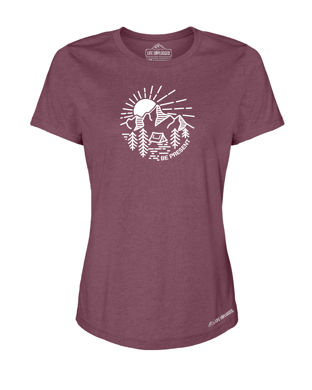 MOUNTAIN SUNSET Premium Women's Relaxed Fit Polyblend T-Shirt - Life Unplugged