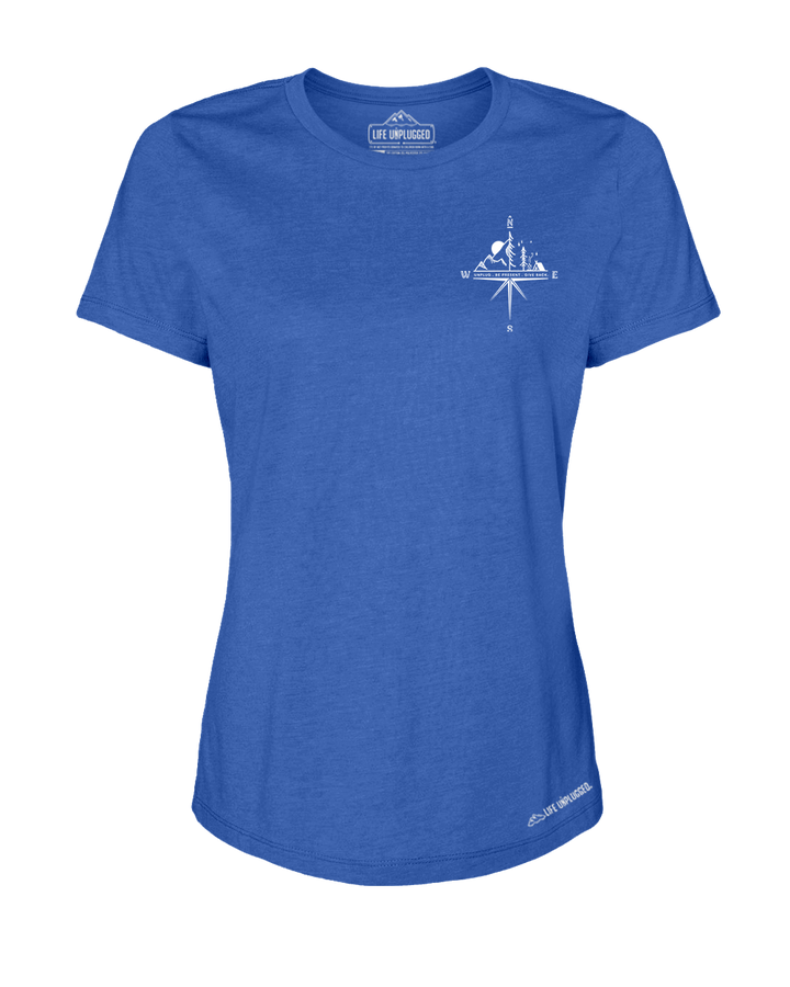 Compass Mountain Scene Left Chest Women's T-Shirt