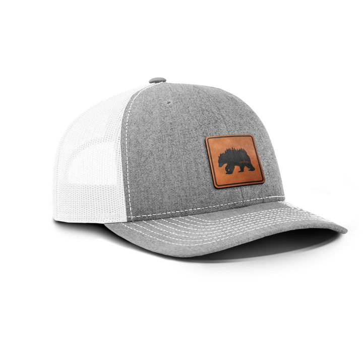 Bear In The Trees Snapback Leather Patch Hat