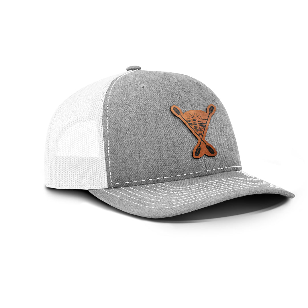 Kayaking Into The Sunset Snapback Leather Patch Hat