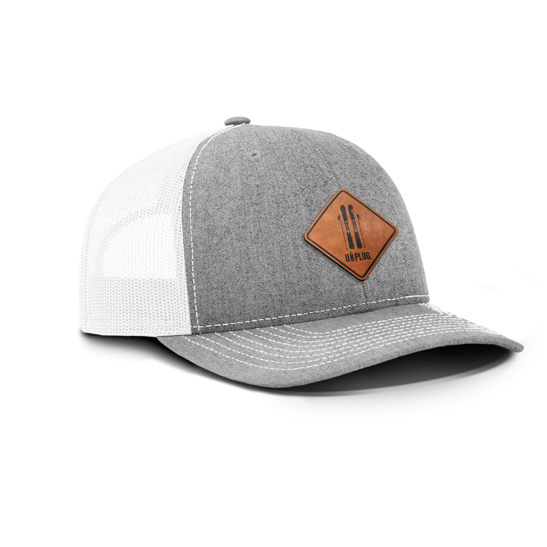 Skiing Snapback Leather Patch Hat