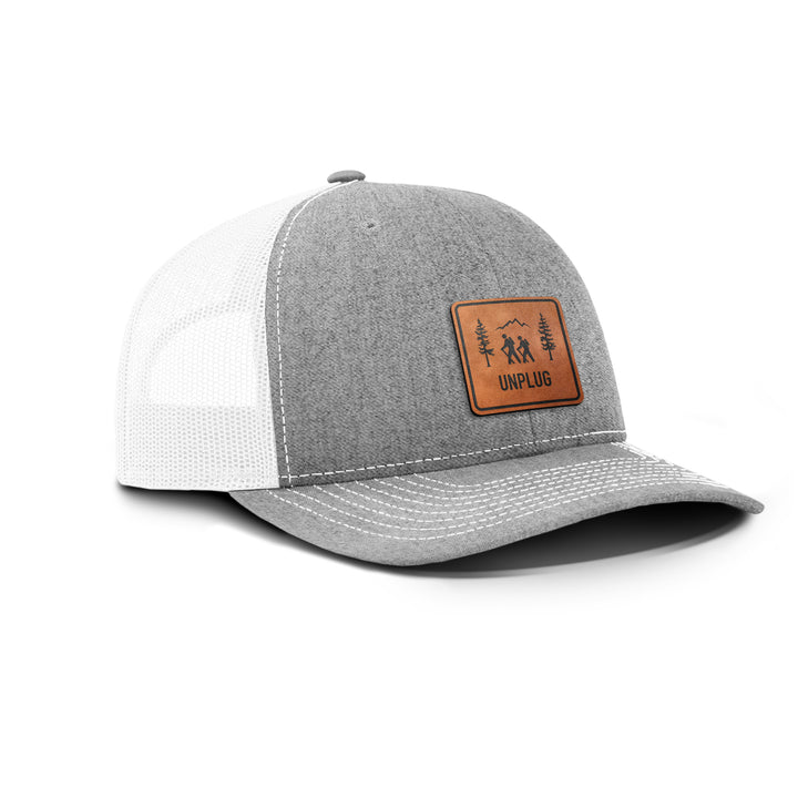 Hiking Scene Snapback Leather Patch Hat