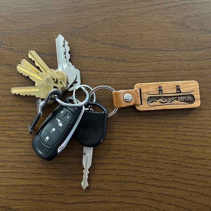 Snowboarding Wooden Keychain