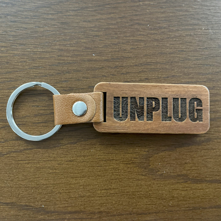 Unplug Topo Map Wooden Keychain