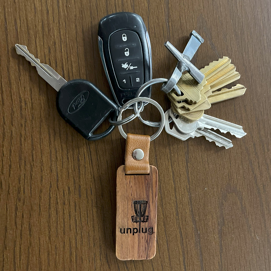 Disc Golf Wooden Keychain