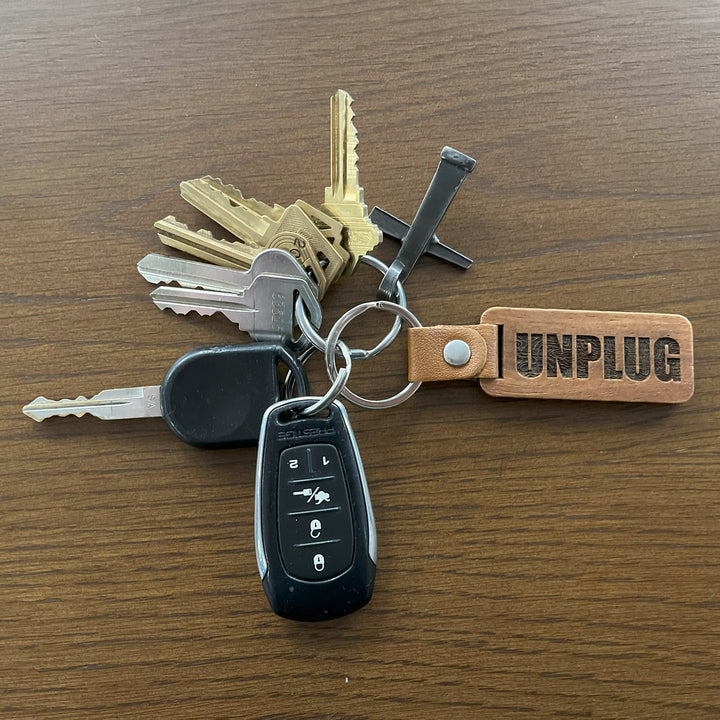 Unplug Topo Map Wooden Keychain