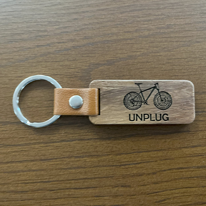 MOUNTAIN BIKE TREE STUMPS Wooden Keychain