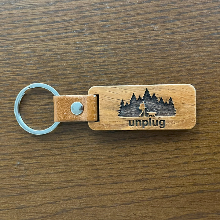 Dog Walks in the Woods Wooden Keychain