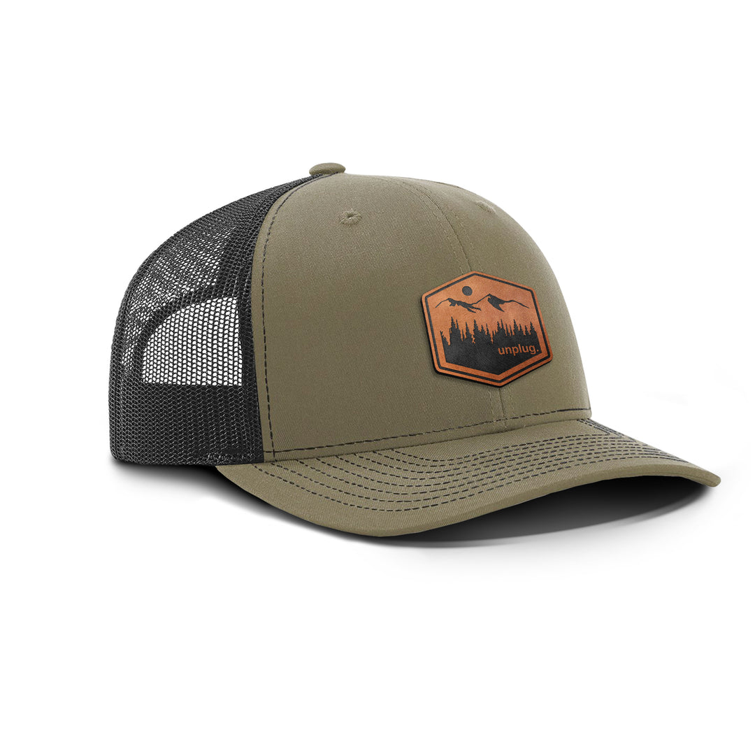 Unplug Mountain Snapback Leather Patch Hat