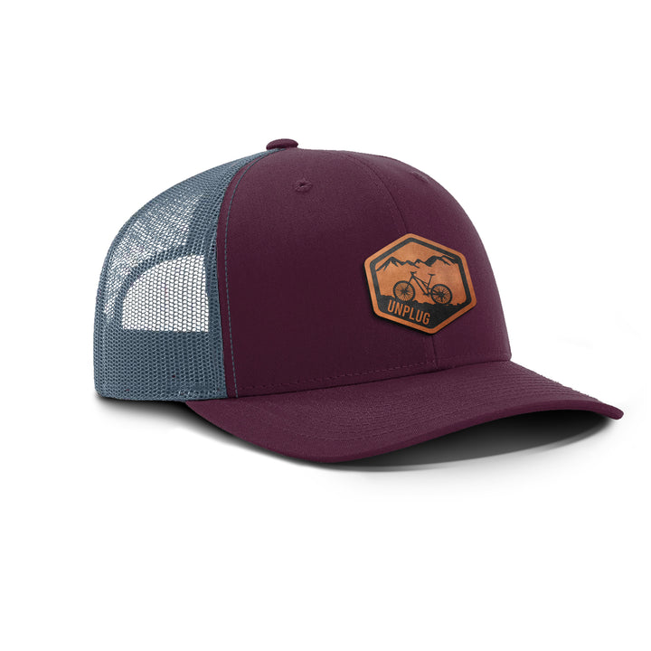 Mountain Bike Badge Snapback Leather Patch Hat