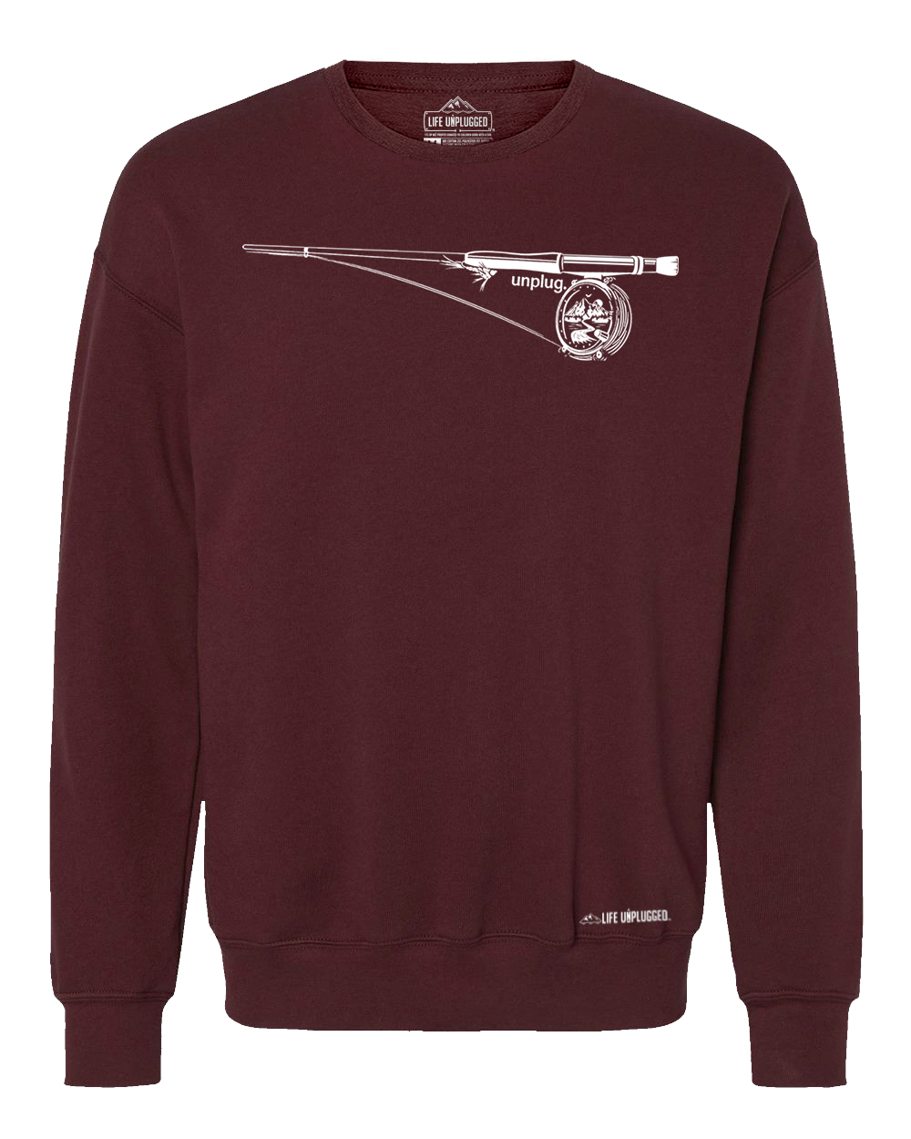 Fly Fishing Reel Mountain Scene Midweight Super Soft Crewneck Sweatshirt