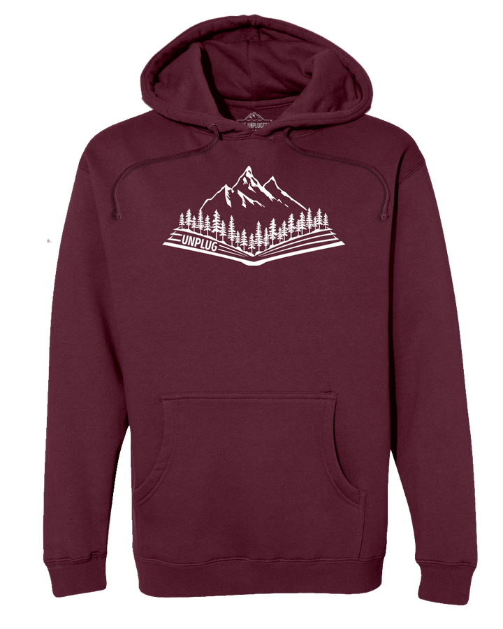 Open Book Mountain Scene Heavyweight Hoodie