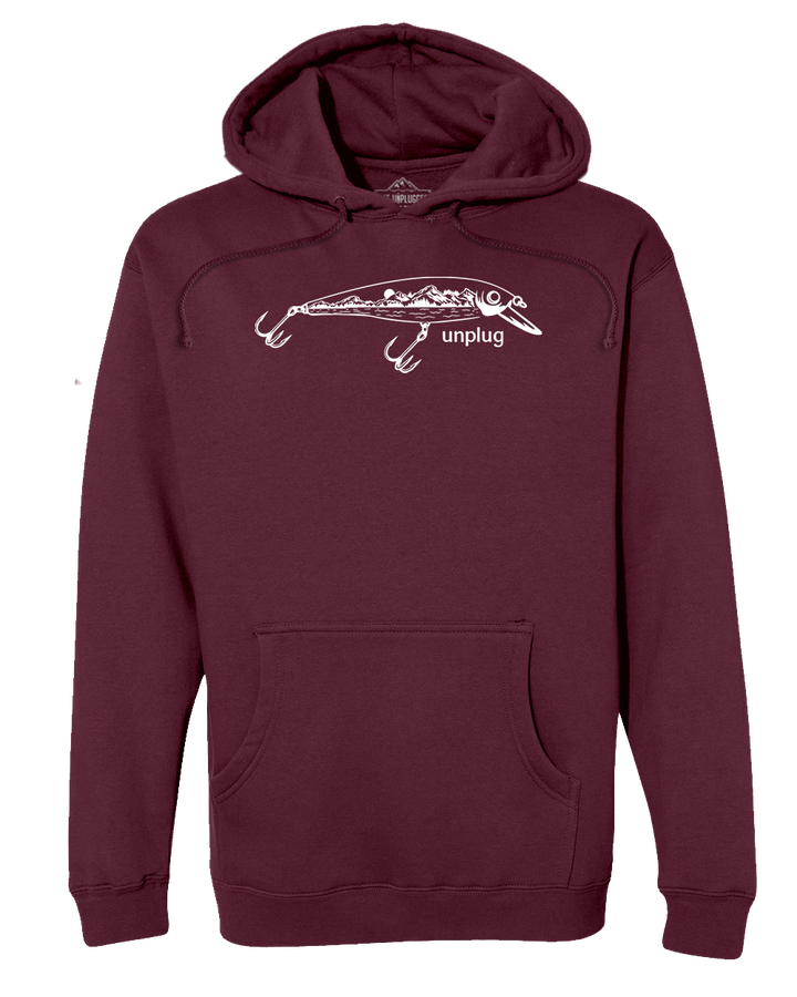 Fishing Lure Mountain Scene Heavyweight Hoodie