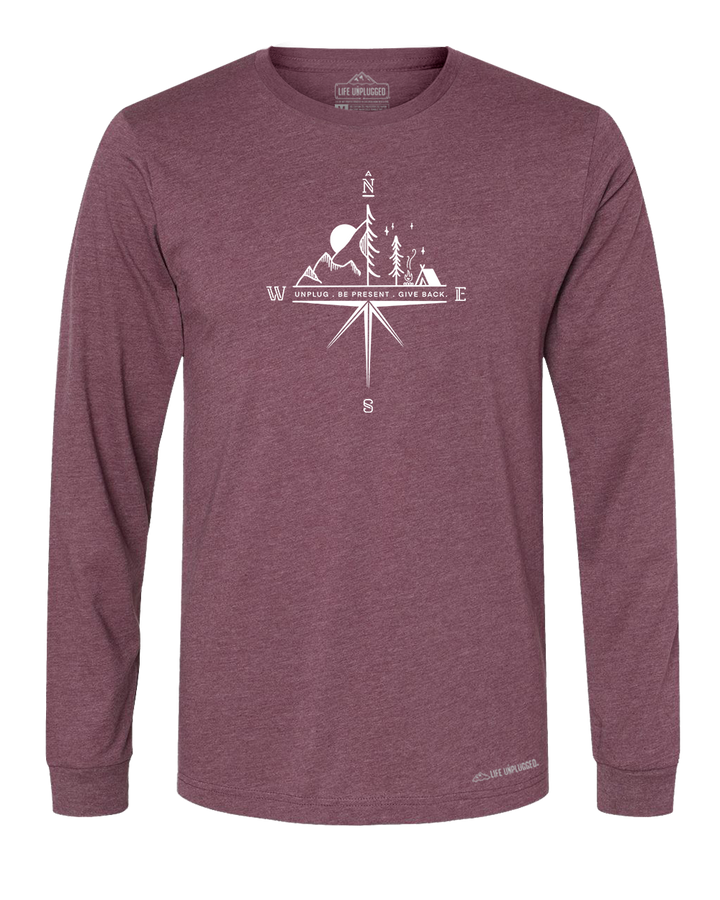 Compass Mountain Scene Premium Polyblend Long Sleeve T-Shirt