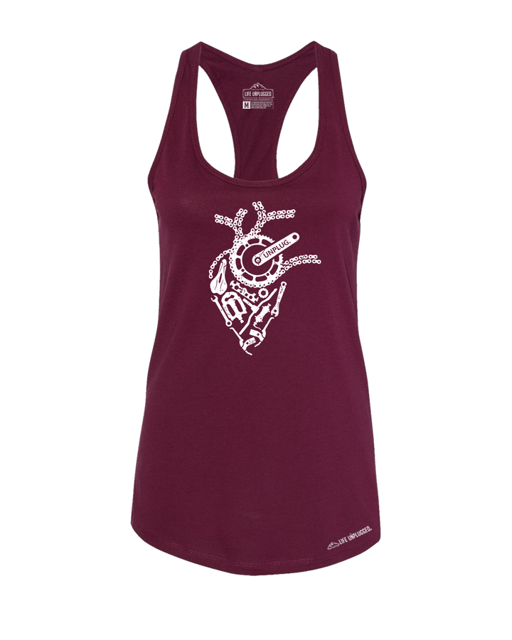 Anatomical Heart (Bicycle Parts) Premium Women's Relaxed Fit Racerback Tank Top - Life Unplugged