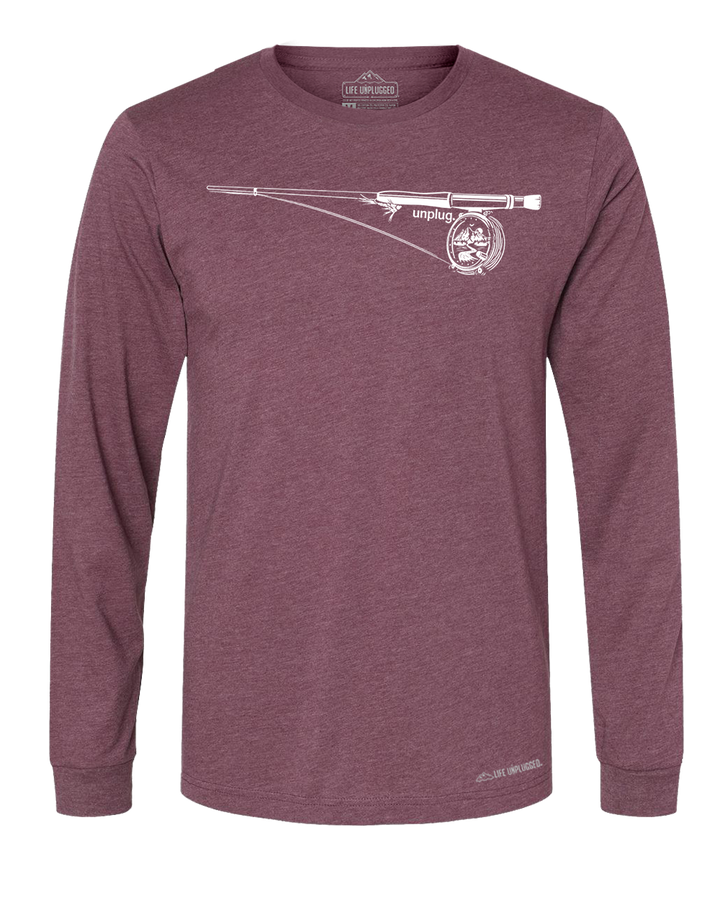 Fly Fishing Mountain Scene Long Sleeve T-Shirt