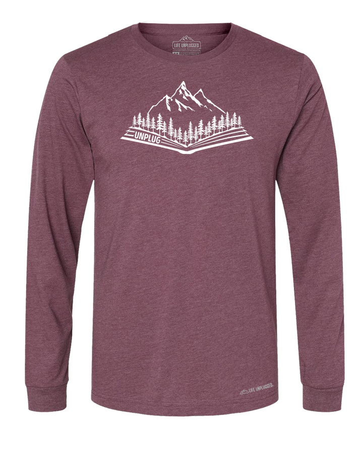 Open Book Mountain Scene Long Sleeve T-Shirt