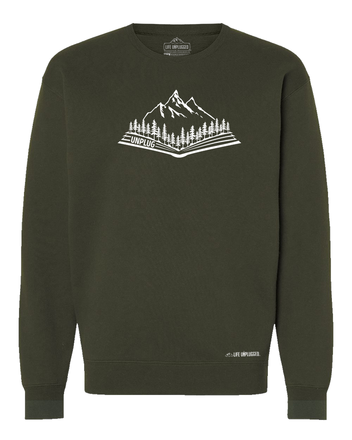 Open Book Mountain Scene Heavyweight Crewneck Sweatshirt