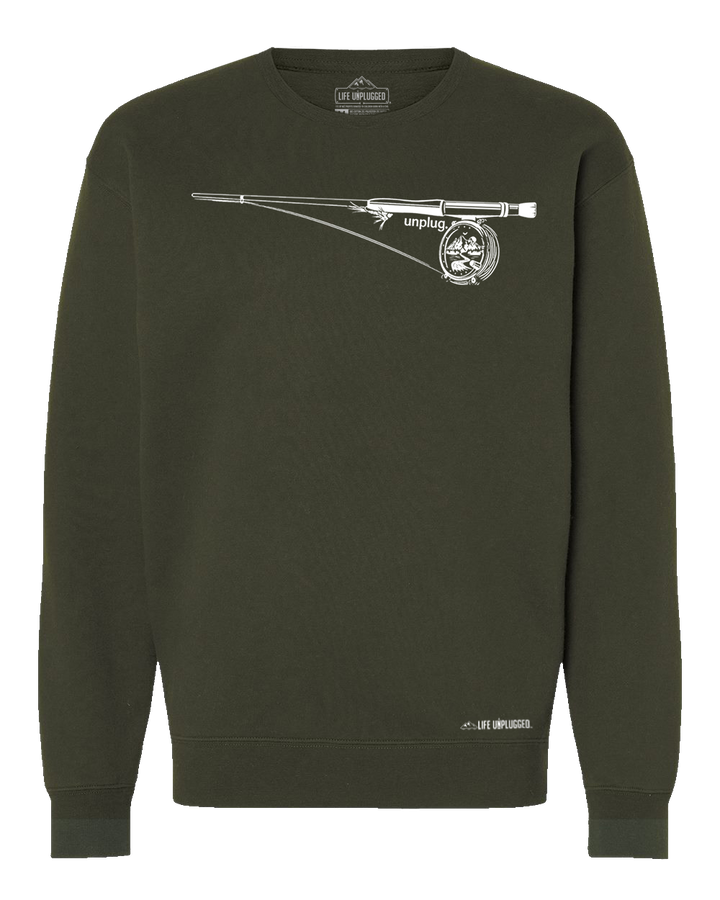 Fly Fishing Mountain Scene Heavyweight Crewneck Sweatshirt