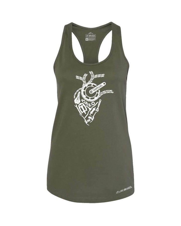 Anatomical Heart (Bicycle Parts) Premium Women's Relaxed Fit Racerback Tank Top - Life Unplugged