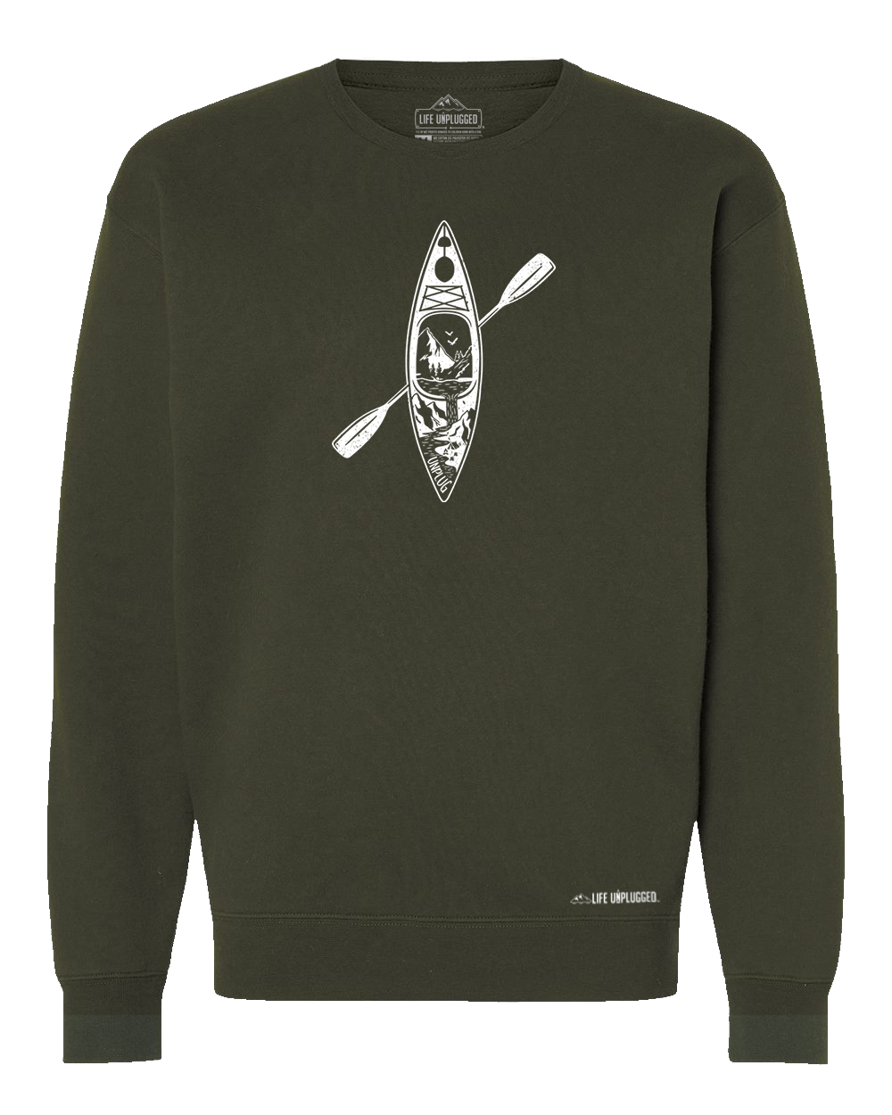 Kayak Mountain Scene Heavyweight Crewneck Sweatshirt