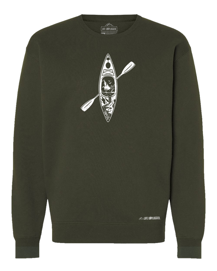 Kayak Mountain Scene Heavyweight Crewneck Sweatshirt