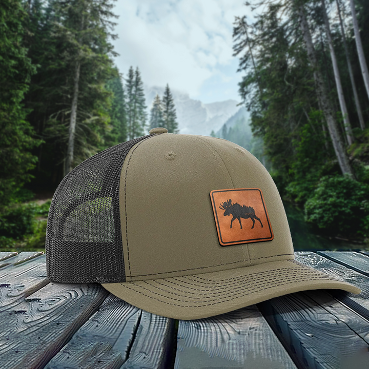 Moose In The Trees Snapback Leather Patch Hat