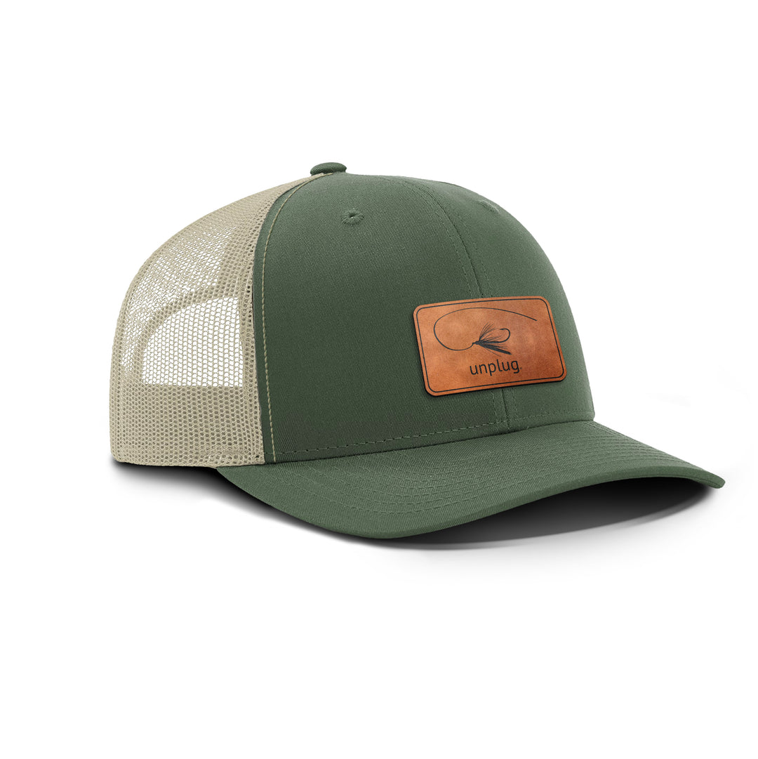 Fly Fishing Leather Patch Hat - Life Unplugged