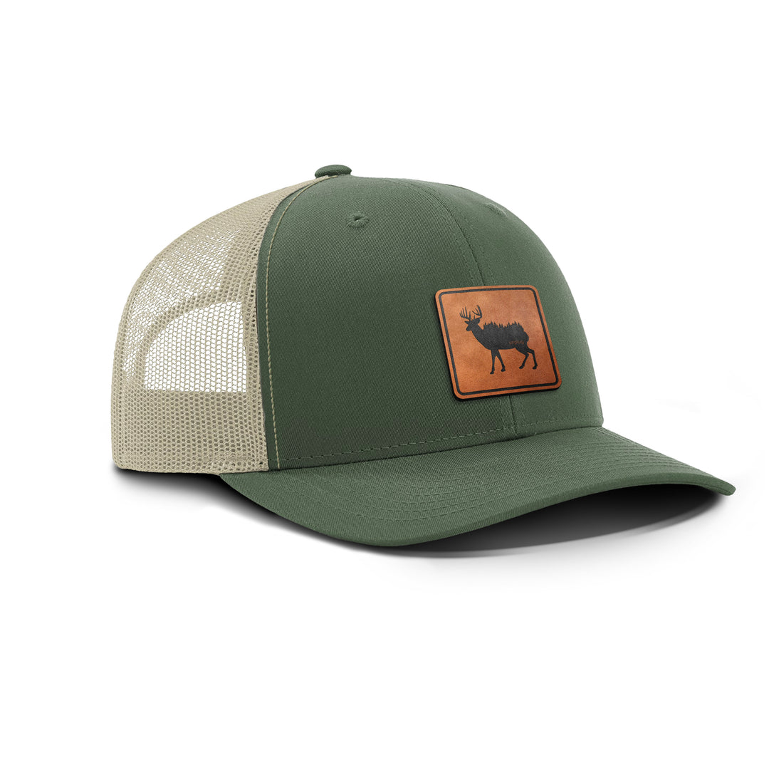 Deer In The Trees Snapback Leather Patch Hat