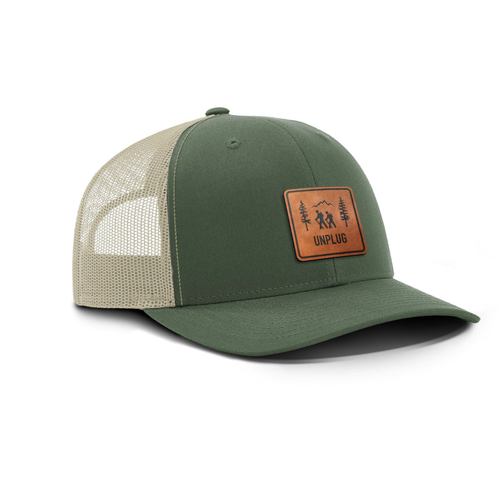 Hiking Scene Snapback Leather Patch Hat