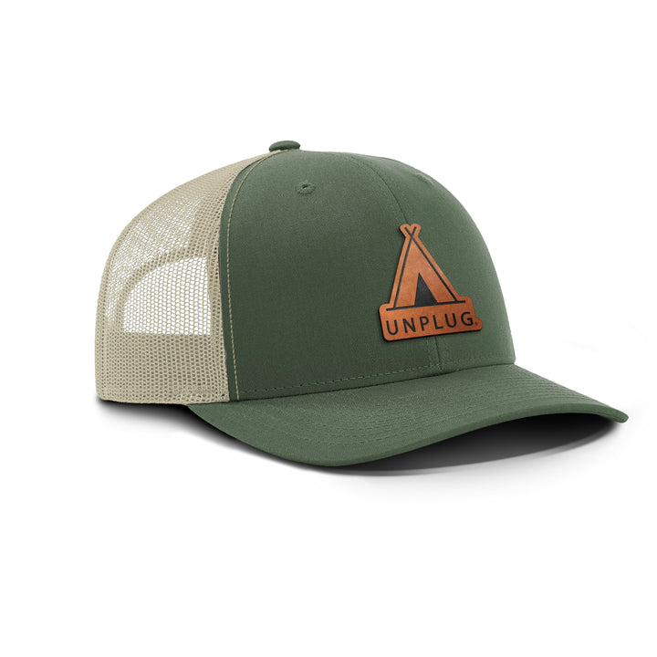 Tent Snapback Leather Patch Hat