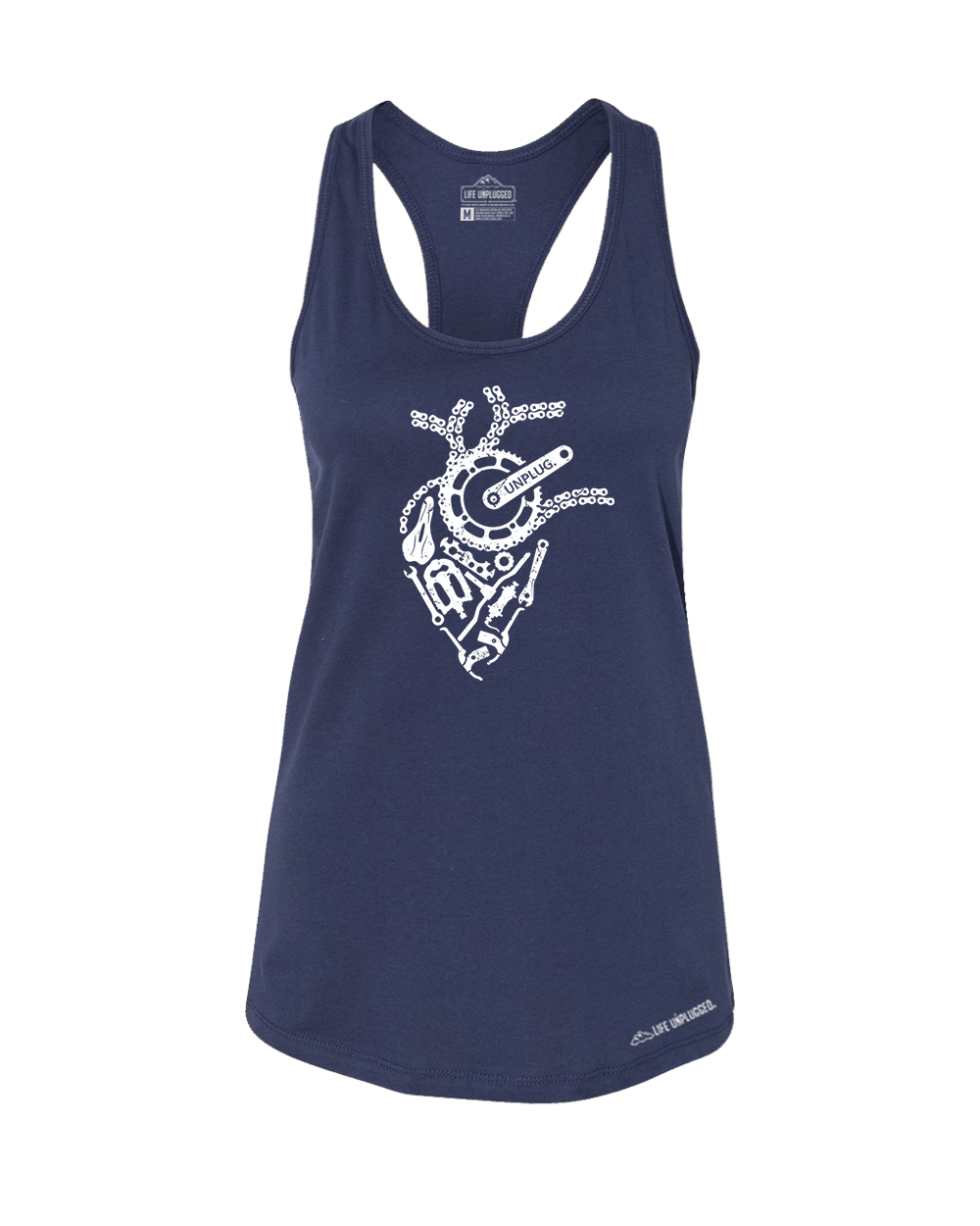 Anatomical Heart (Bicycle Parts) Premium Women's Relaxed Fit Racerback Tank Top - Life Unplugged