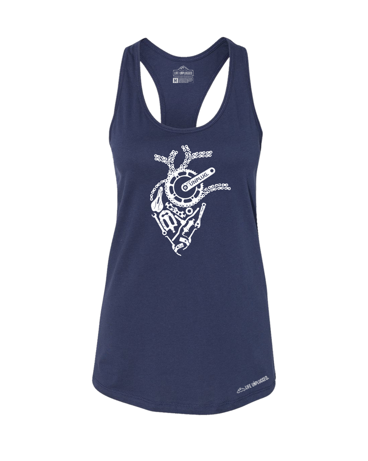 Anatomical Heart (Bicycle Parts) Premium Women's Relaxed Fit Racerback Tank Top - Life Unplugged