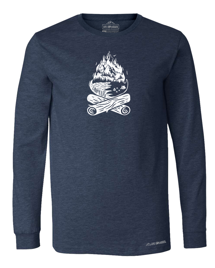 Campfire Mountain scene Long Sleeve T-Shirt