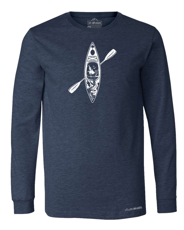 Kayak Mountain Scene Long Sleeve T-Shirt