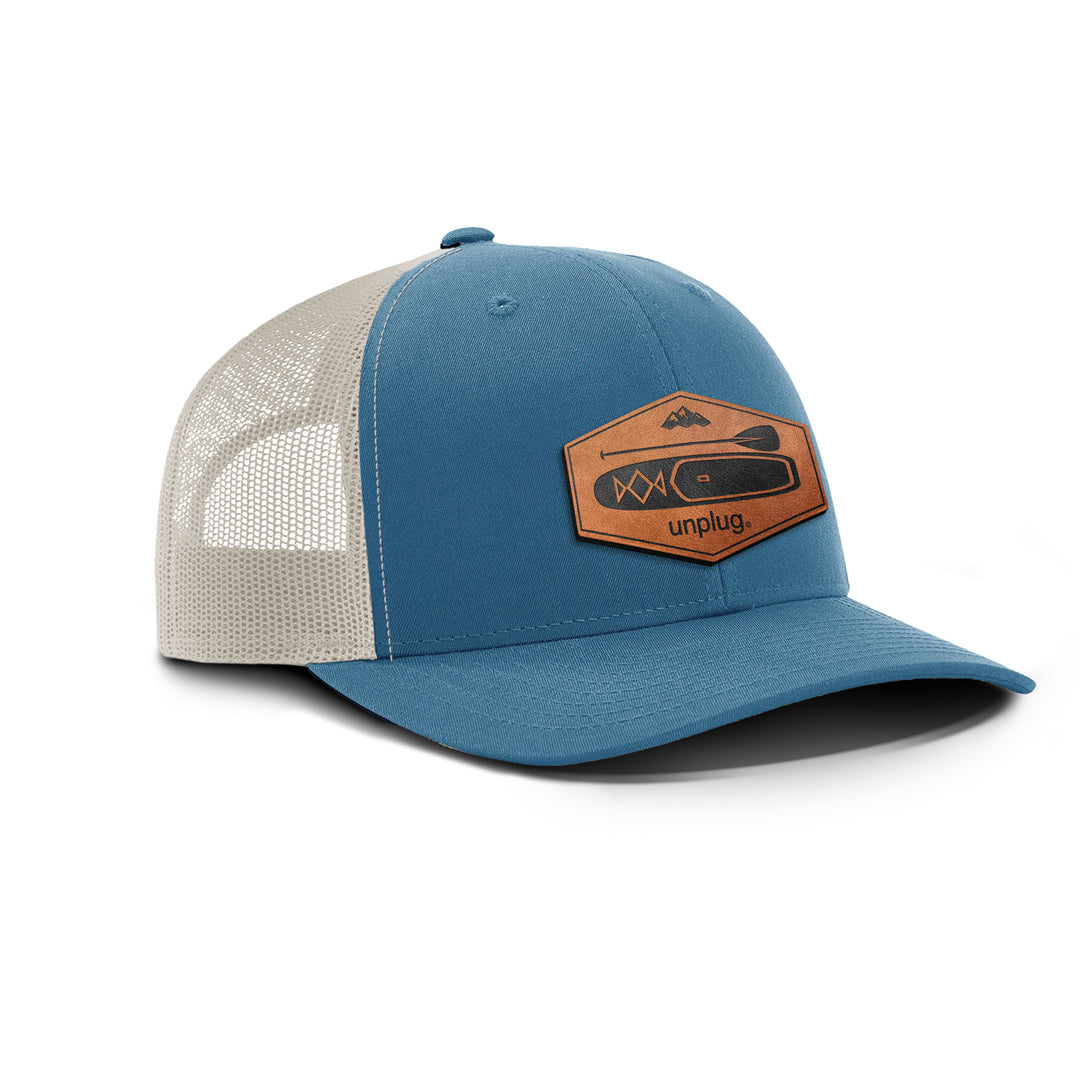 Stand Up Paddle Board Snapback Leather Patch Hat