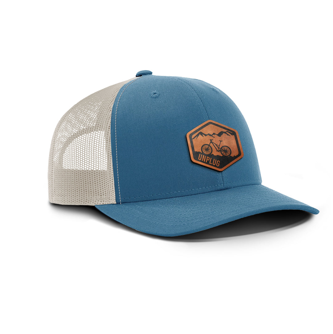 Mountain Bike Badge Snapback Leather Patch Hat