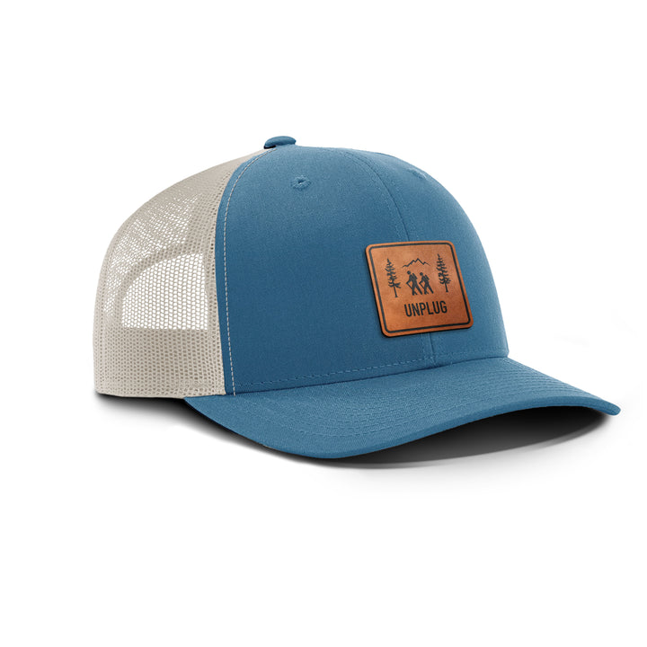 Hiking Scene Snapback Leather Patch Hat