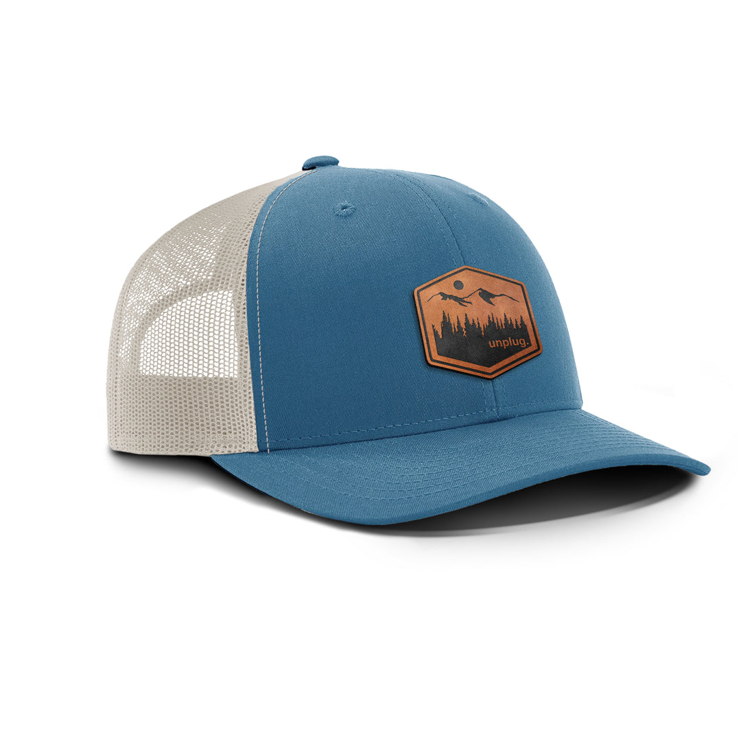 Unplug Mountain Snapback Leather Patch Hat