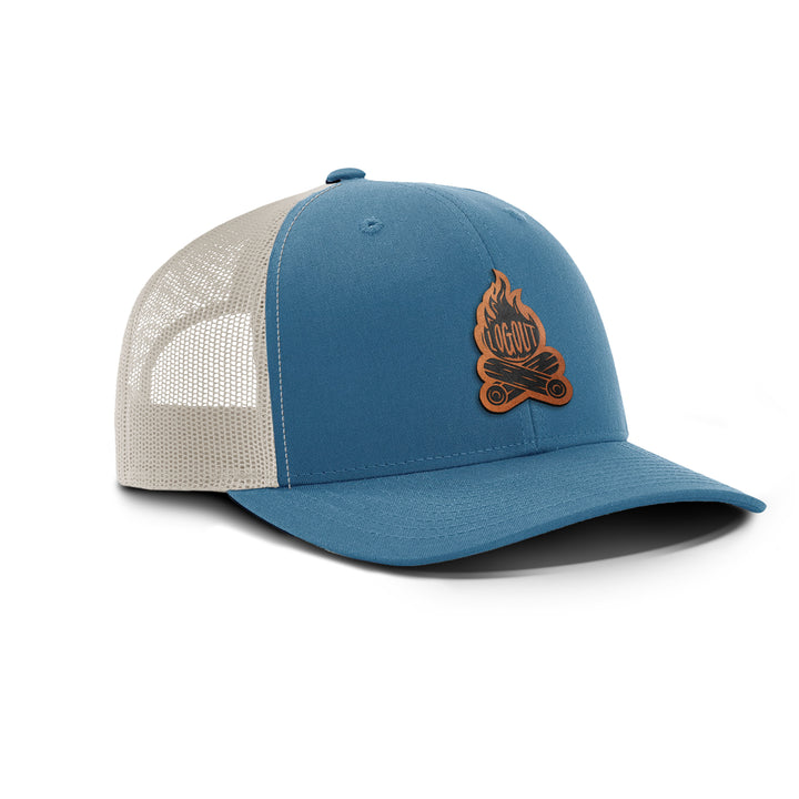 Log Out Campfire Snapback Leather Patch Hat