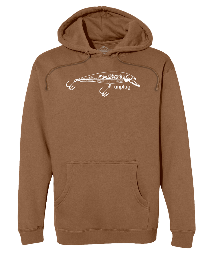 Fishing Lure Mountain Scene Heavyweight Hoodie