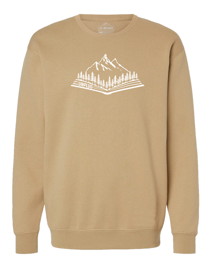 Open Book Mountain Scene Heavyweight Crewneck Sweatshirt