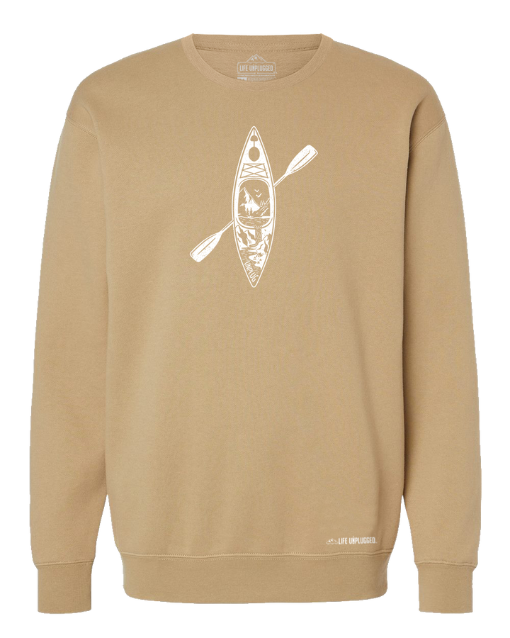 Kayak Mountain Scene Heavyweight Crewneck Sweatshirt