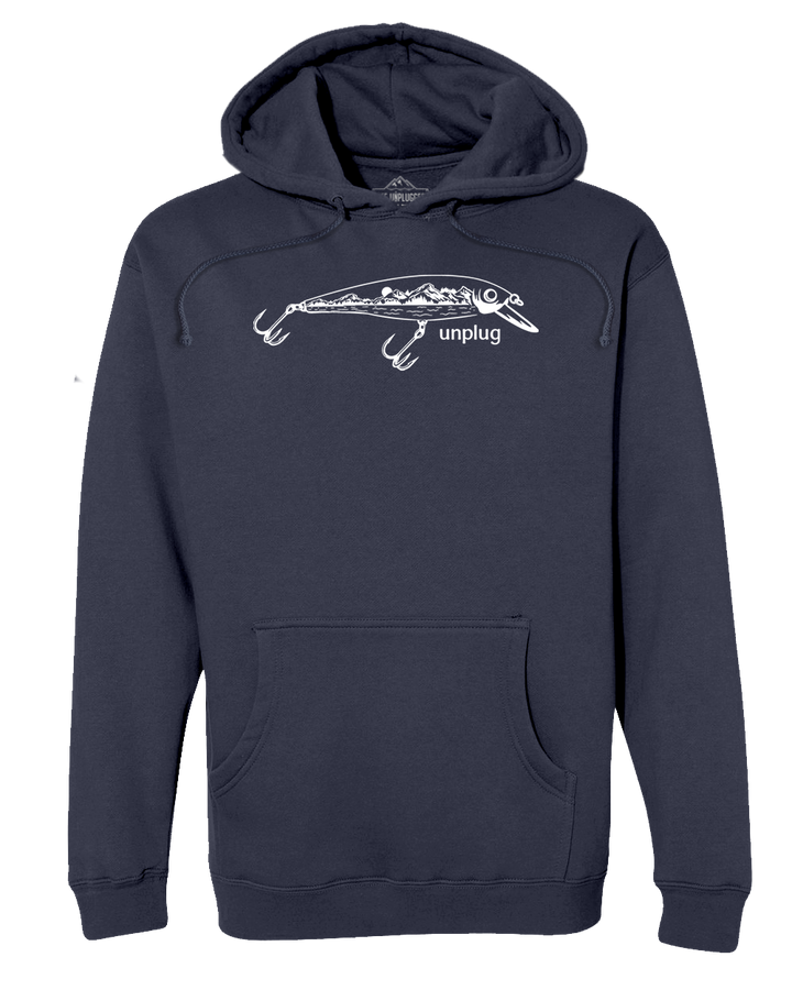 Fishing Lure Mountain Scene Heavyweight Hoodie