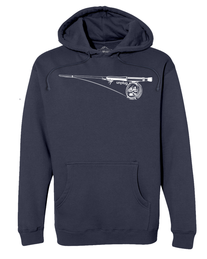 Fly Fishing Mountain Scene Heavyweight Hoodie