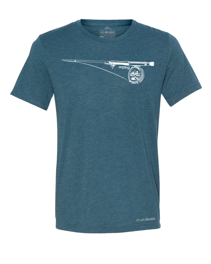 Fly Fishing Mountain Scene Triblend T-Shirt